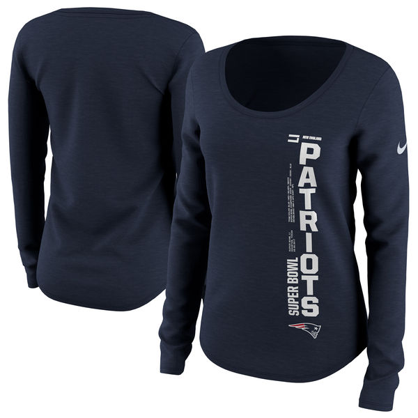 New England Patriots Nike Women's Super Bowl LI Bound Scoop Neck Long Sleeve T-Shirt - Navy